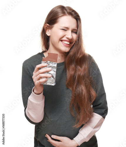 Emotional pregnant woman ea...