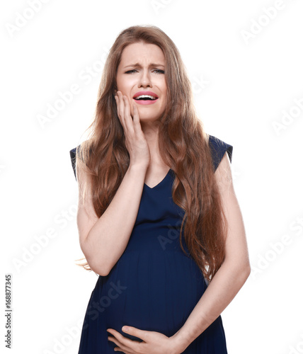 Emotional pregnant woman on...