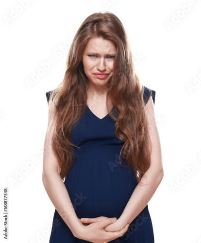 Emotional pregnant woman on...