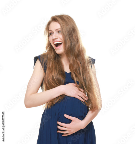 Emotional pregnant woman on...