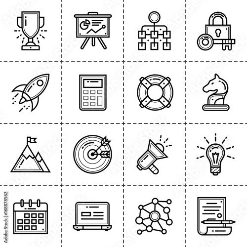 Set of linear icons for startup business. High quality modern icons for suitable for info graphics, print media and interfaces