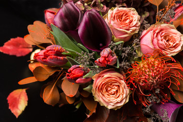 Fall bouquet at black background