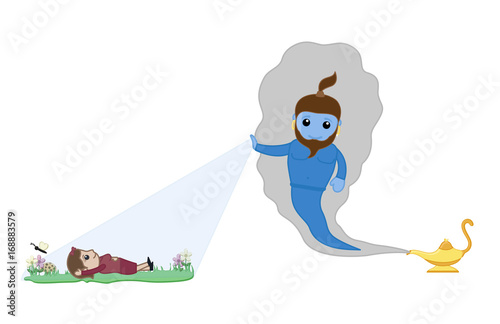 Genie Blessing to a Cartoon Girl