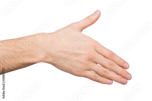 Hand ready for handshake isolated on white © Prostock-studio