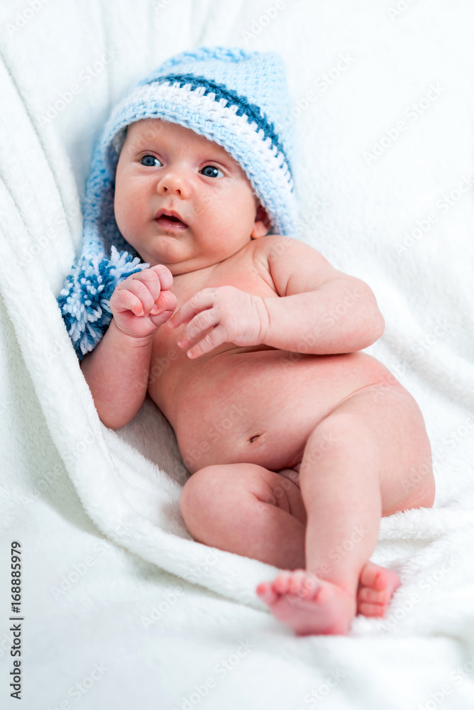 Newborn girl on the blanket