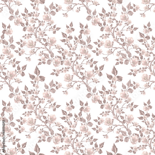 Floral seamless pattern with  soft pink flowers on a white background.  illustration for textile, print, wallpapers, wrapping.