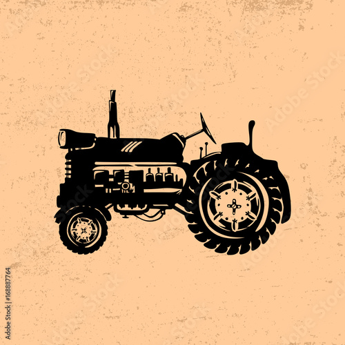 Silhouette of a vintage tractor
