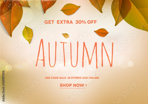 Autumn sale on natural background. Autumn Sale.Vector illustration EPS10