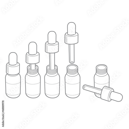 vector pharmaceutical pipe dropper open and closed bottle