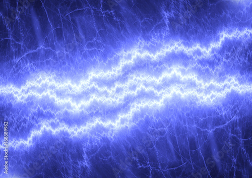 Blue lightning, abstract electrical and power background