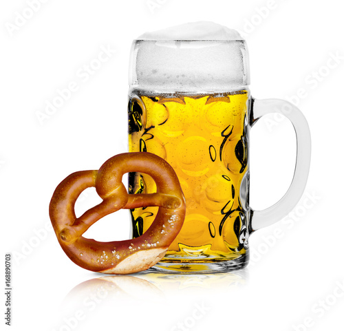 Maß Bier mit brezel