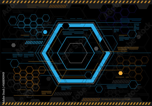 Abstract hexagon technology screen display design modern futuristic creative graphic artwork background vector illustration.