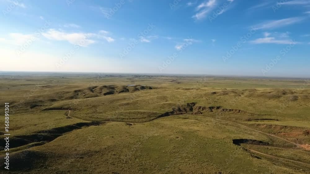 Aerial flight over grasslands in Colorado Aerial flight over grasslands in Colorado