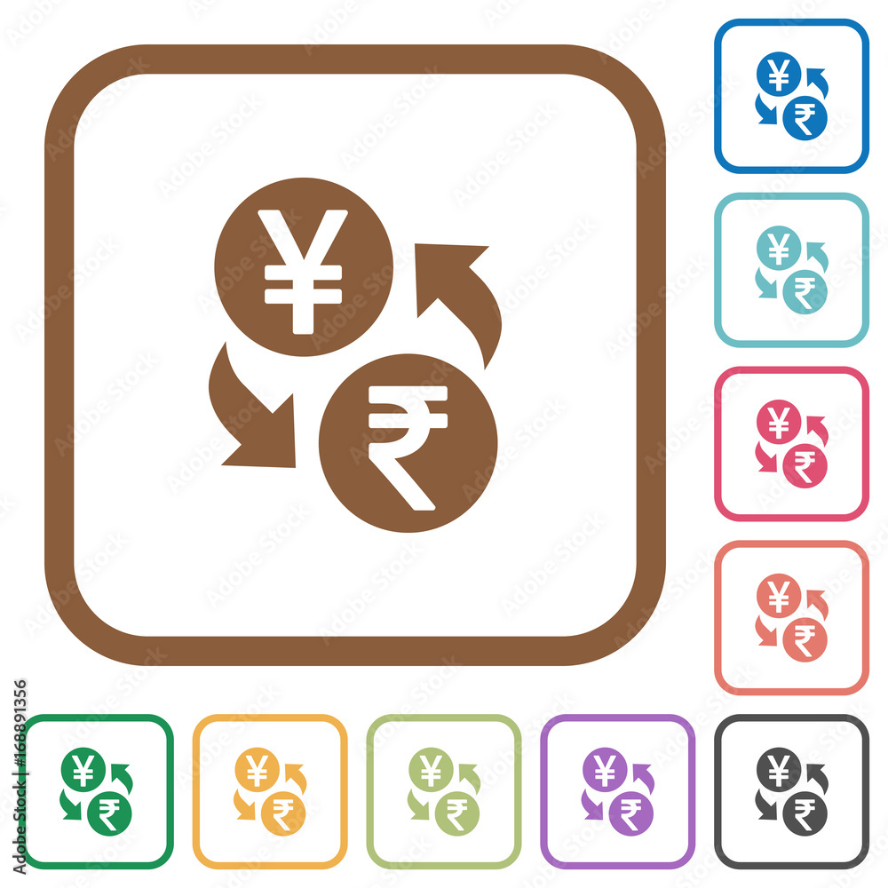 Yen Rupee money exchange simple icons Yen Rupee money exchange simple icons