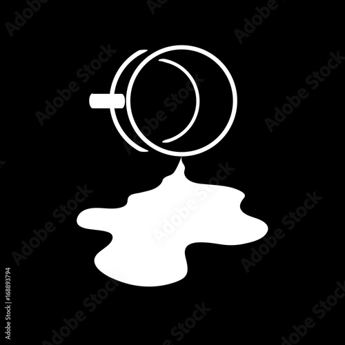 Abstract white silhouette of spilling coffee tea on black