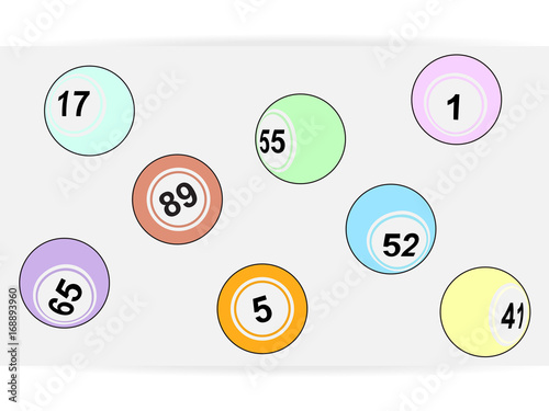 Simple bingo lottery balls over white