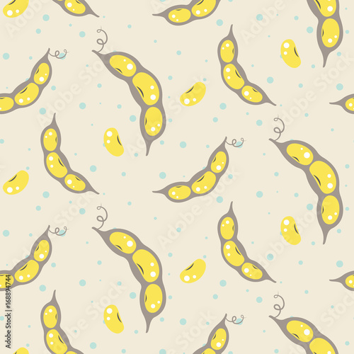 Kidney beans beige and yellow seamless vector pattern. Vegetable repeat background.