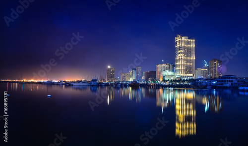 Night view of Manila Bay in Philippines