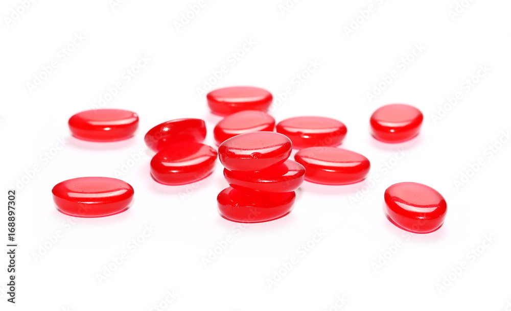 Red candies isolated on white background Red candies isolated on white background