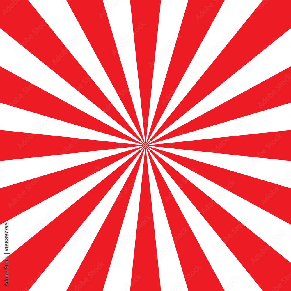 Red and white sunburst pattern. Vector illustration