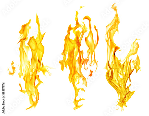 set of orange fire sparks on white background