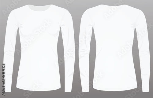 Women white long sleeve t shirt. vector illustration
