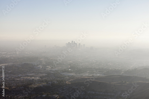 Thick summer smog smothering Los Angeles and Southern California.   © trekandphoto