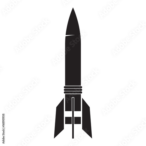 Retro rocket illustration on white background. Design element for logo, label, emblem, sign. Vector illustration