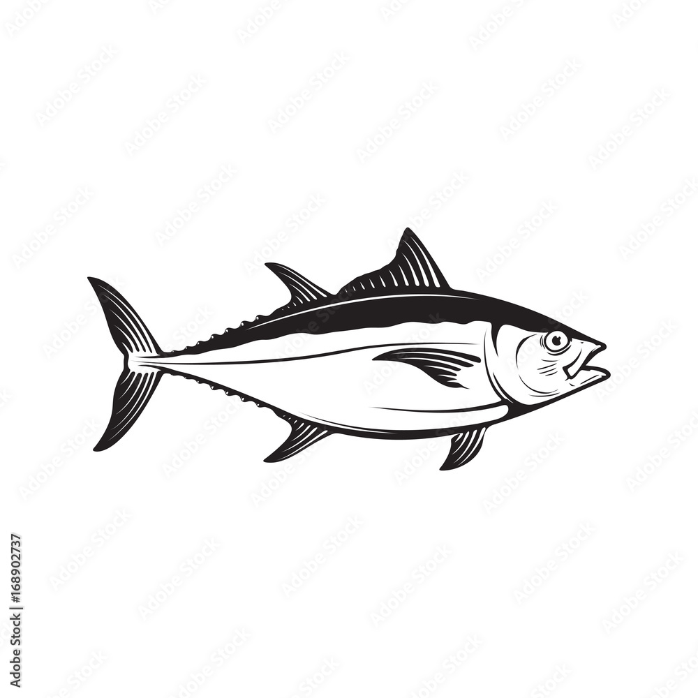 Tuna fish illustration isolated on white background. Design element for ...