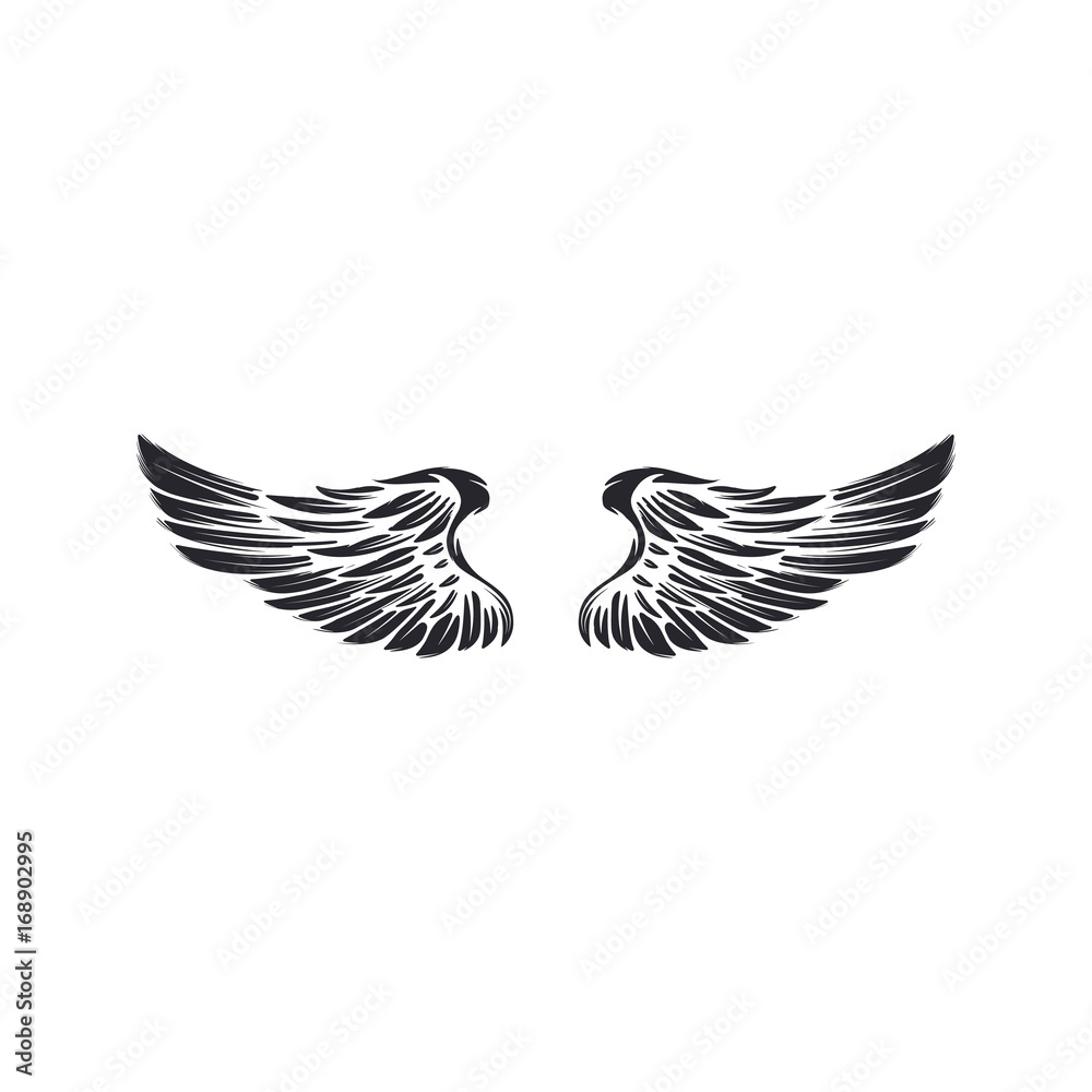 Fototapeta premium Wings isolated on white background. Design elements for logo, label, emblem, sign. Vector illustration