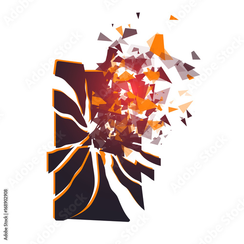 Canvas Print Cracked phone screen shatters into pieces
