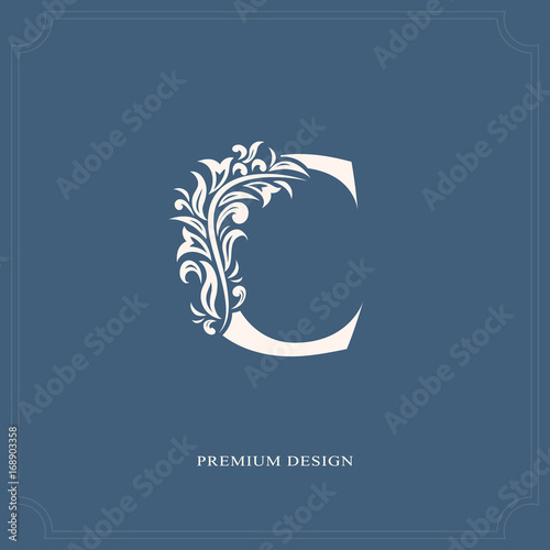Elegant letter C. Graceful royal style. Calligraphic beautiful logo. Vintage drawn emblem for book design, brand name, business card, Restaurant, Boutique, Hotel. Vector illustration