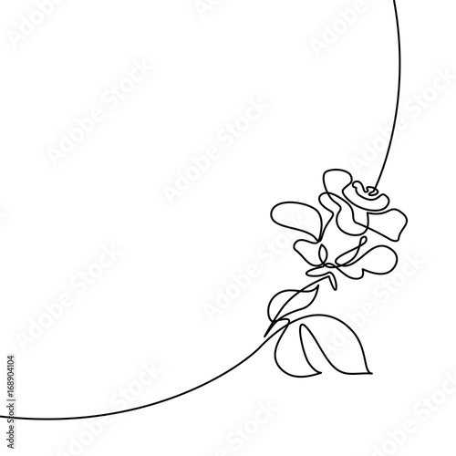 Fototapeta Continuous one line drawing. Beautiful rose logo. Black and white vector illustration. Concept for logo, card, banner, poster, flyer