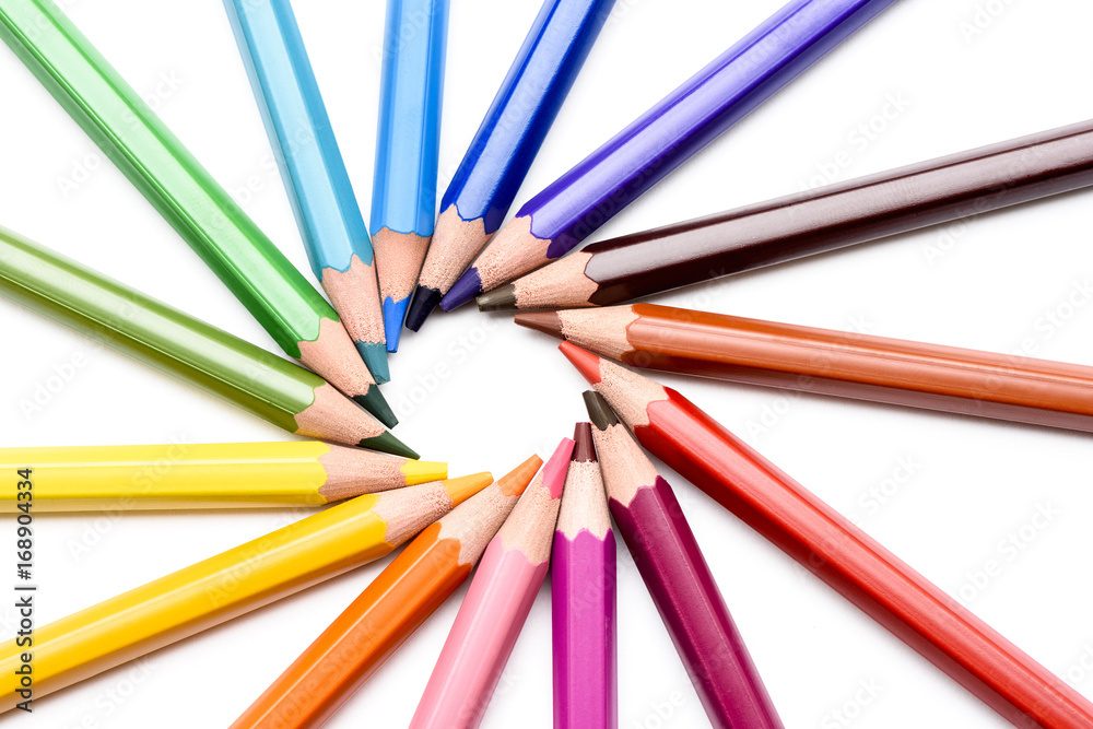 Colored pencils isolated on white background Colored pencils isolated on white background