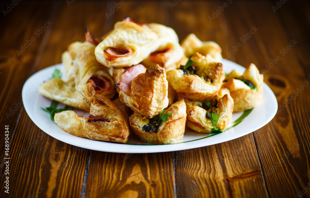 Baked puff pastry with bacon Baked puff pastry with bacon