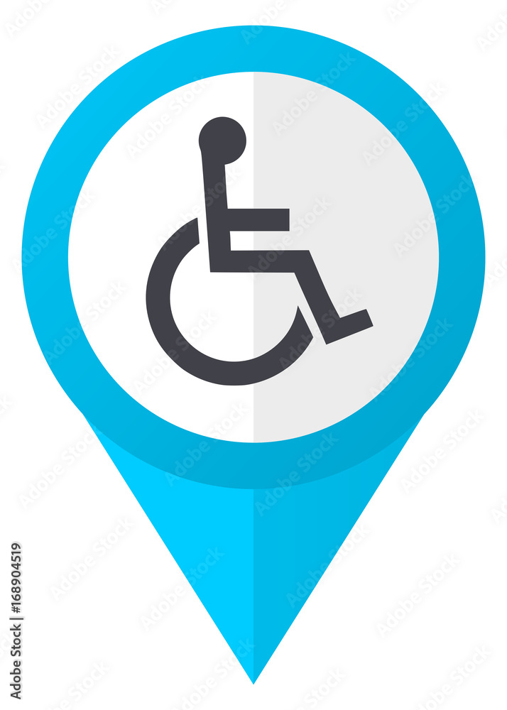 Wheelchair blue pointer icon Wheelchair blue pointer icon