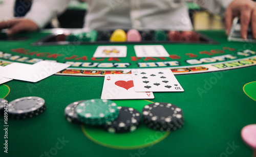 Casino: Player Is Dealt A Twenty One At Blackjack photo