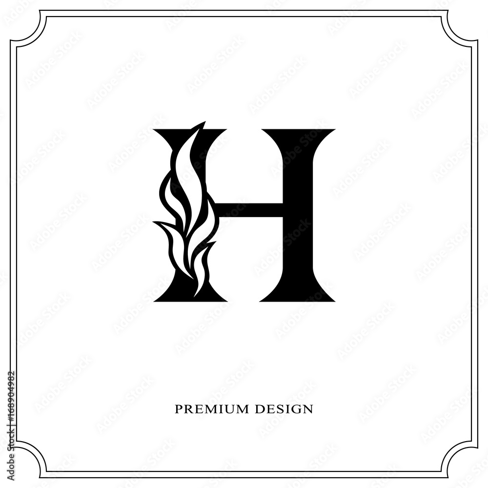 Elegant letter H. Graceful royal style. Calligraphic beautiful logo. Vintage drawn emblem for book design, brand name, business card, Restaurant, Boutique, Hotel. Vector illustration