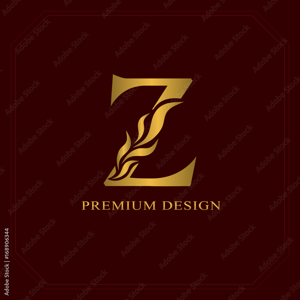 Gold Elegant letter Z. Graceful style. Calligraphic beautiful logo. Vintage drawn emblem for book design, brand name, business card, Restaurant, Boutique, Hotel. Vector illustration Gold Elegant letter Z. Graceful style. Calligraphic beautiful logo. Vintage drawn emblem for book design, brand name, business card, Restaurant, Boutique, Hotel. Vector illustration
