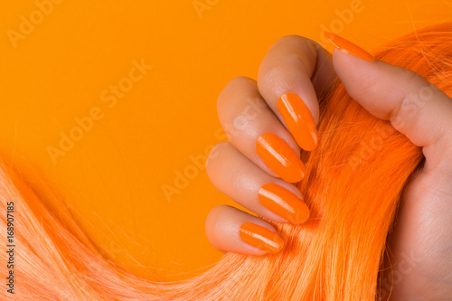 orange nails and hair photo