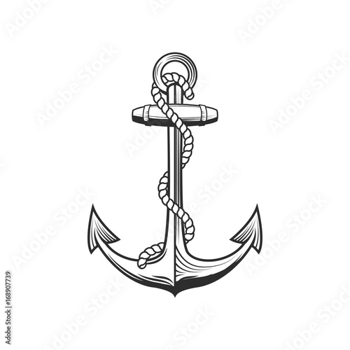 Retro style anchor on white background on white background. Design element for logo, label, emblem, sign. Vector illustration