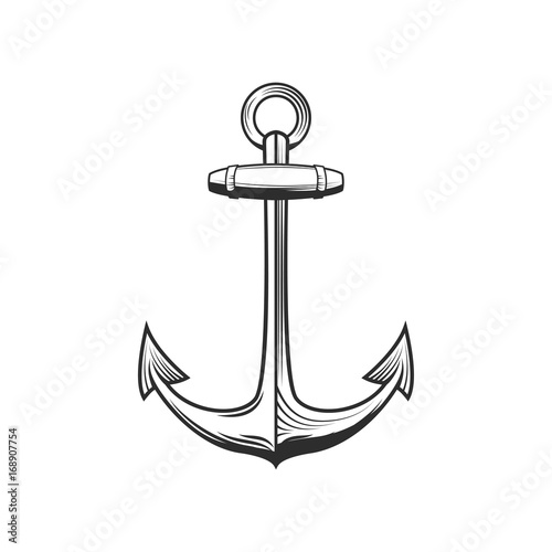 Retro style anchor on white background on white background. Design element for logo, label, emblem, sign. Vector illustration