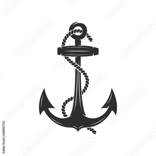 Retro style anchor on white background on white background. Design element for logo, label, emblem, sign. Vector illustration