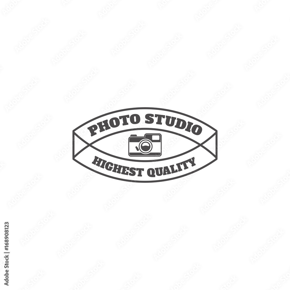 Retro style photo studio emblem template. Design element for logo, label, emblem, sign. Vector illustration Retro style photo studio emblem template. Design element for logo, label, emblem, sign. Vector illustration