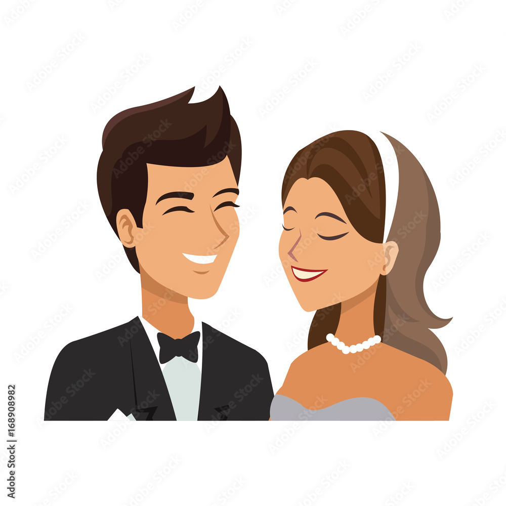 portrait wedding couple happy bride and groom together vector illustration portrait wedding couple happy bride and groom together vector illustration