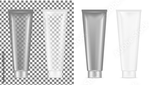 Plastic transparent tube. Packaging for cosmetics and toothpaste