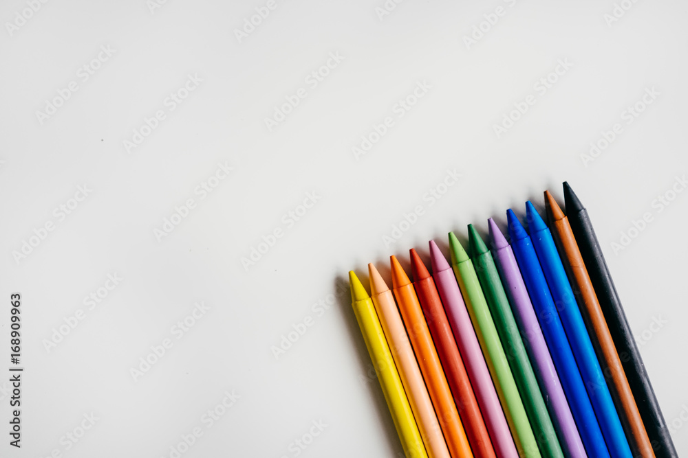 .Minimalist composition of plastic pencils of many different colors. Back to school photography .Minimalist composition of plastic pencils of many different colors. Back to school photography