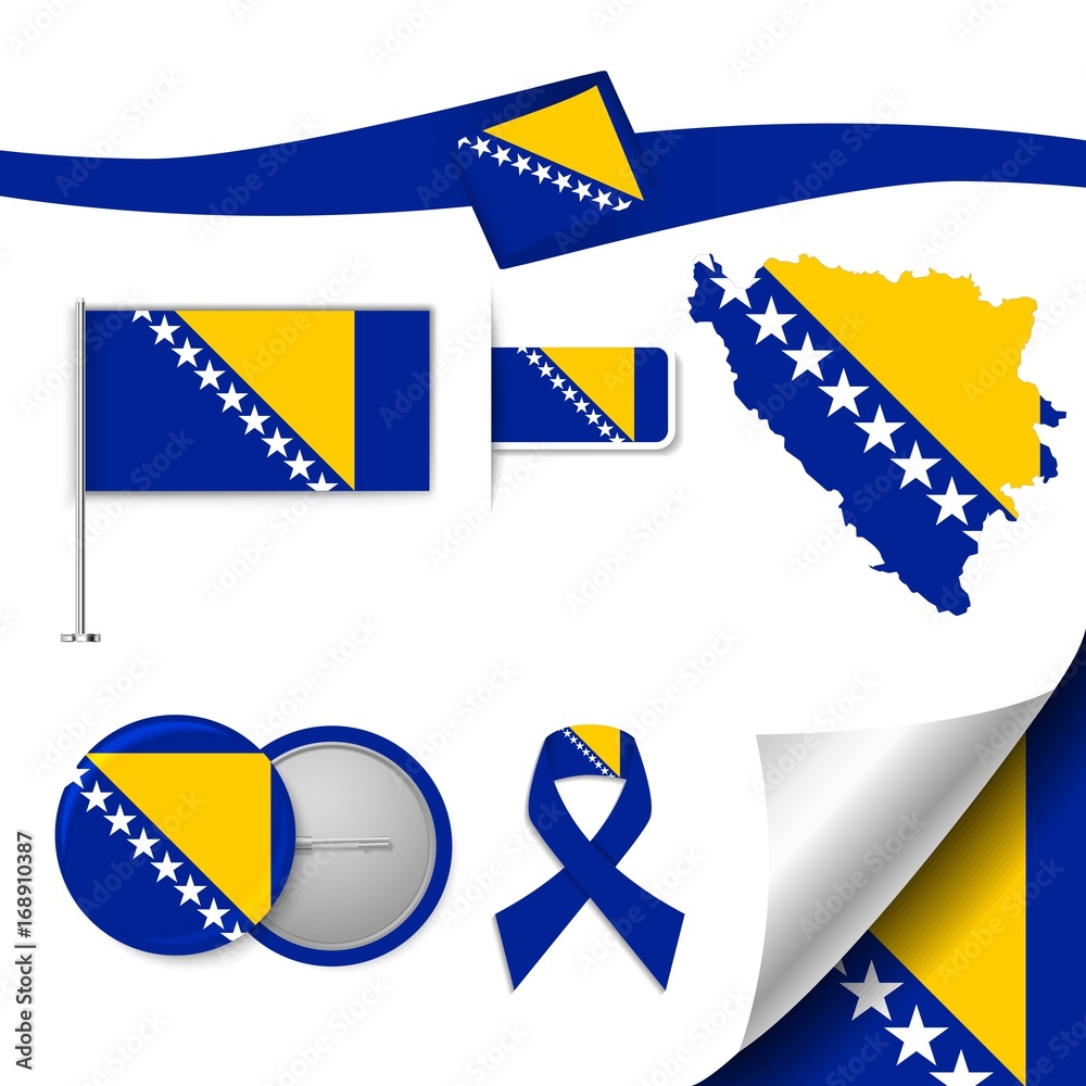 Flag with elements Bosnia and herzegovina Flag with elements Bosnia and herzegovina