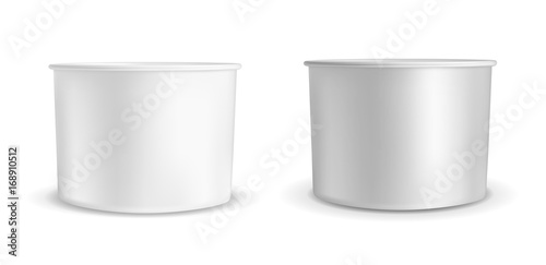 White container for ice cream or fast food. Packaging for popcorn and snack