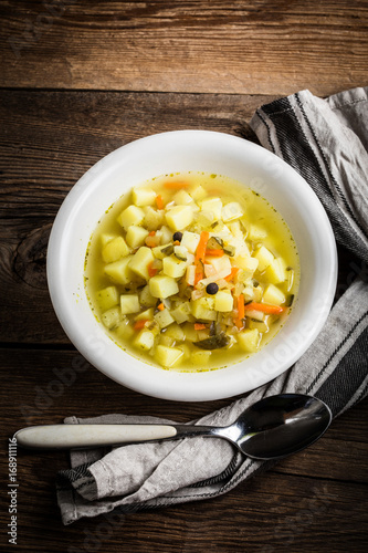 Cucumber soup with vegetables. photo